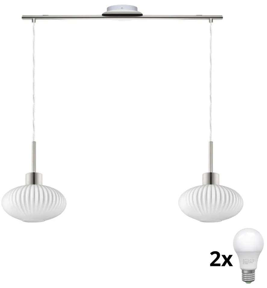 Lampada a sospensione LED su cavo HARMA 2xE27/60W/230V cromo opaco/bianco