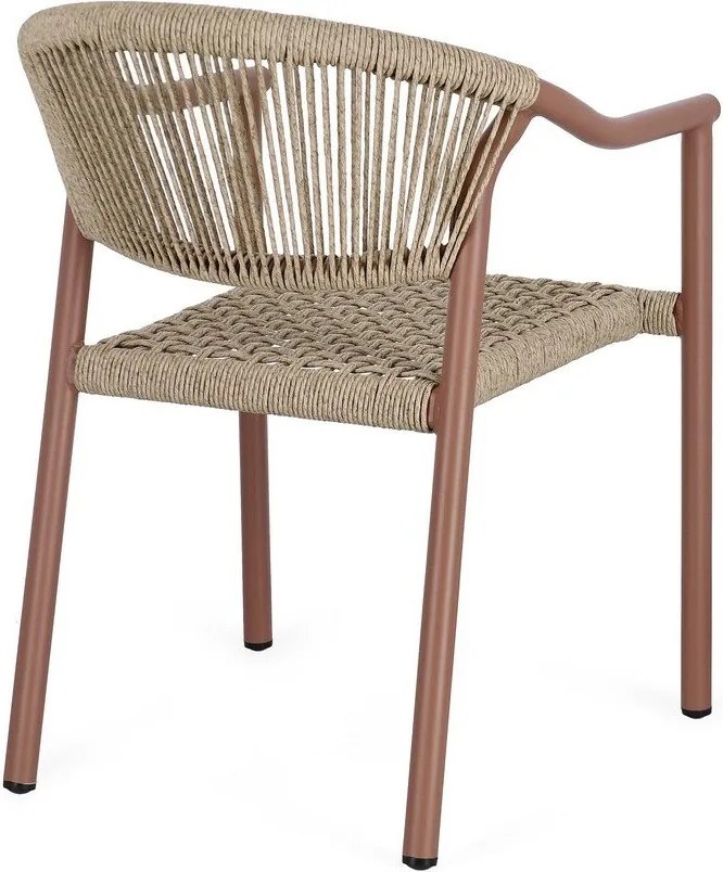 Sedia da esterno rossa/di colore naturale in metallo Canarias – Bizzotto