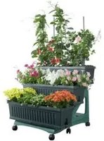 Kit di 3 fioriere su tre livelli con carrello Bama Verde