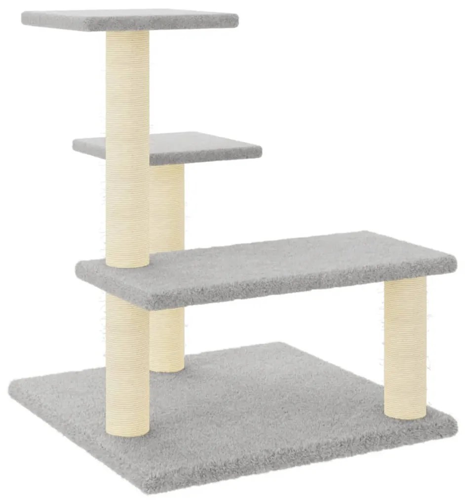 Albero per gatti con tiragraffi in sisal grigio chiaro 61 cm