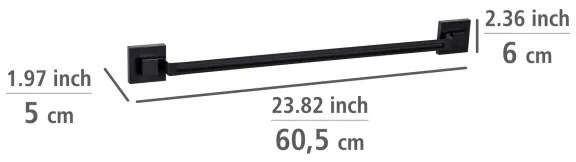 WENKO 71445800 - Barra porta asciugamani VACUUM-LOC QUADRO ED 60,5x6 cm nera