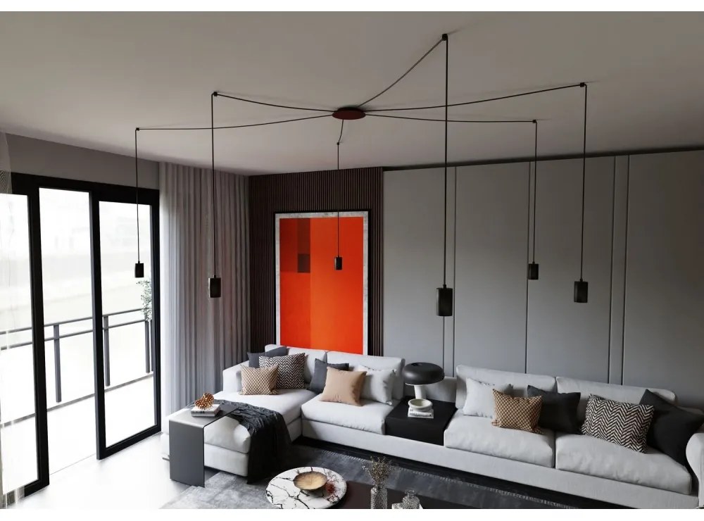 Lampadario a Sospensione in Acciaio TRAKER 6 BLACK e WHITE Colore del corpo Nero