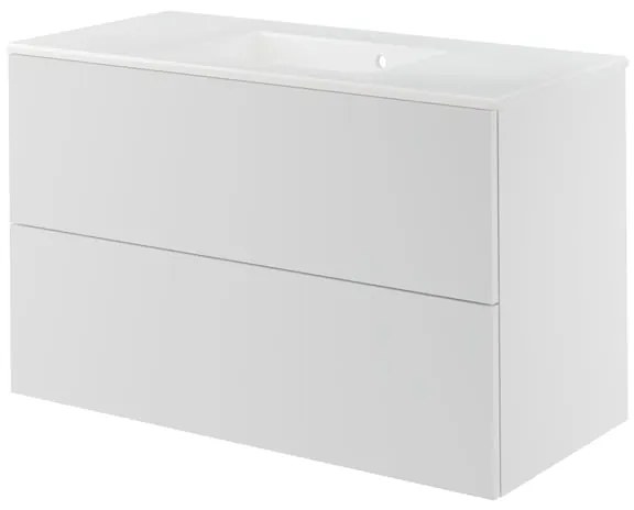 Mobile da bagno sospeso sotto lavabo L 105 x H 55 x P 45 cm bianco laminato opaco, 4 cassetti SENSEA Modern