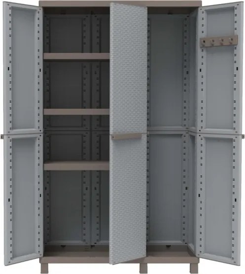 Armadio In Resina Terry 3 Ante Tuttopiani Portascope 102x39x170 Cm Finitura Rattan