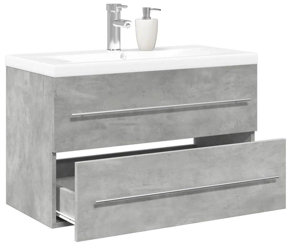 Set Mobili Da Bagno 2 Pz Grigio Cemento İn Legno Multistrato /