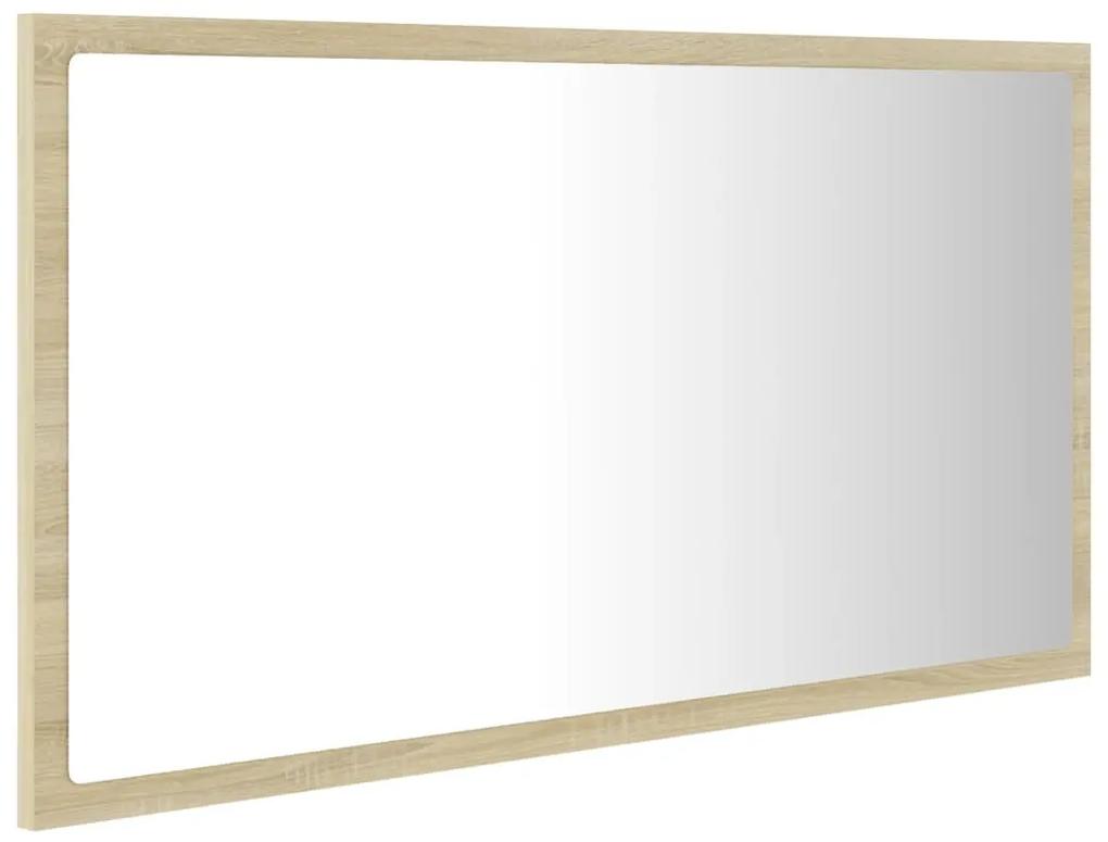 Specchio da Bagno LED Rovere Sonoma 80x8,5x37 cm in Acrilico