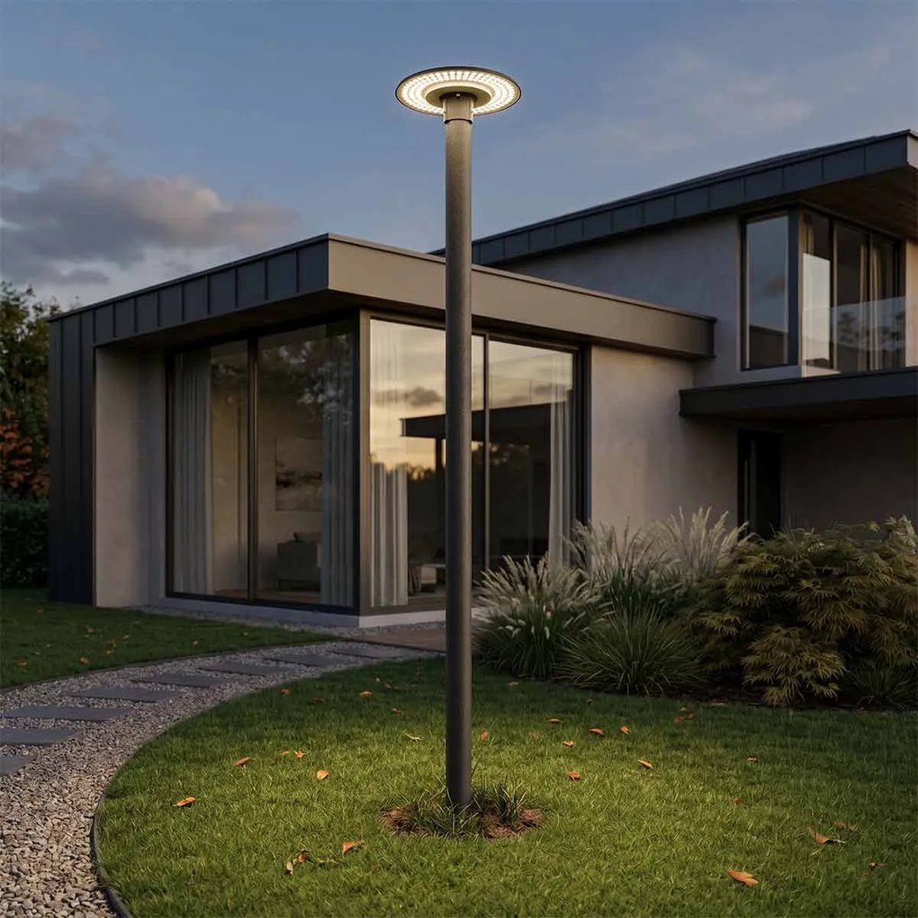 Lampione LED Circolare Nero 30W 50W 70W IP65 CCT Bianco Variabile Colore Bianco Variabile CCT