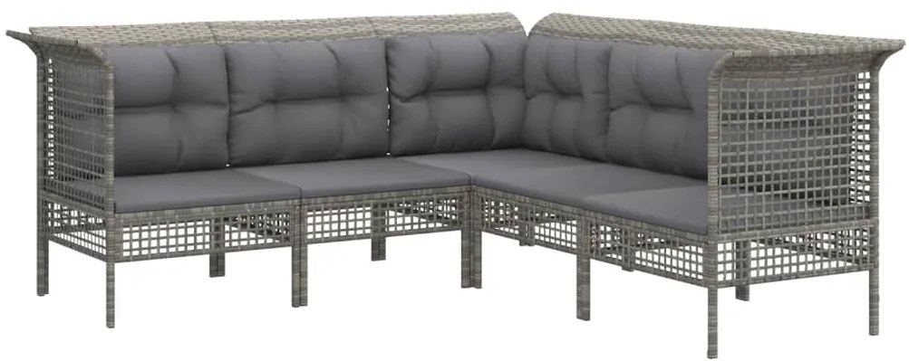 Set Divani da Giardino 8 pz con Cuscini in Polyrattan Grigio