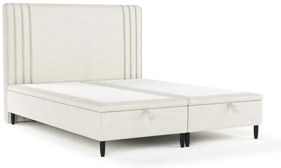 Letto matrimoniale imbottito beige con contenitore 140x200 cm Musca - Maison de Rêve