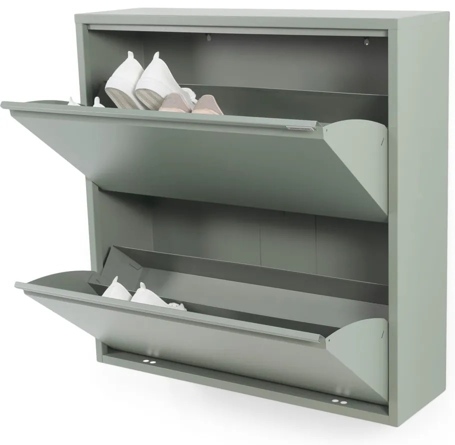 Scarpiera verde polveroso in metallo con ante ribaltabili 75x77,5x22,5 cm Billy – Spinder Design