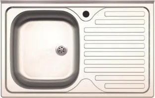 Lavello Appoggio Inox 1 Vasca Sx + Gocciolatoio Dx 80 Cm