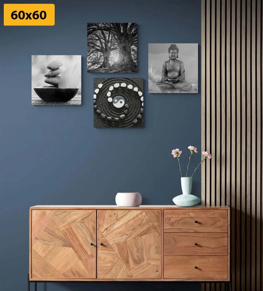 Set di quadri – Feng Shui in stile bianco e nero