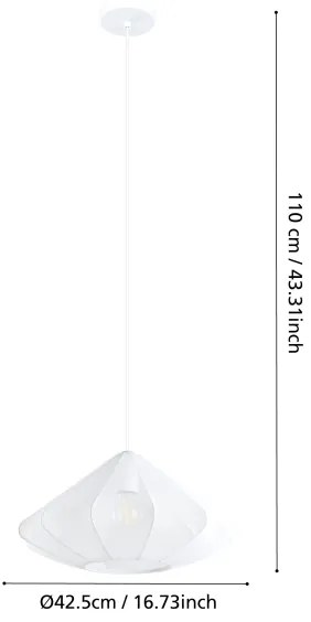 Eglo 43997 - Lampadario a sospensione con filo DOLWEN 1xE27/40W/230V diametro 42,5 cm bianco