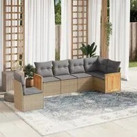 Set Divano da Giardino 6 pz con Cuscini Beige in Polyrattancod mxl 112163