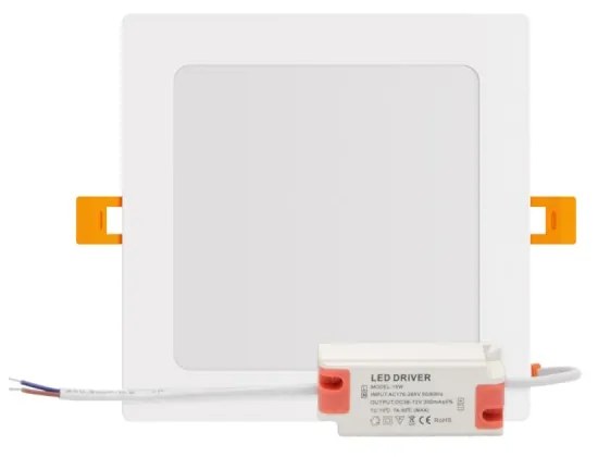 Pannello LED Quadrato 15W 1.500lm no Flickering Foro 155x155mm Colore Bianco Naturale 4.000K