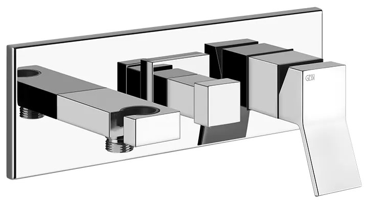 Parte esterna miscelatore doccia a parete 2 vie supporto doccetta senza parte incasso cromo rettangolo k 53140 gessi