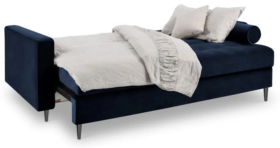Divano letto in velluto blu Santo - Milo Casa