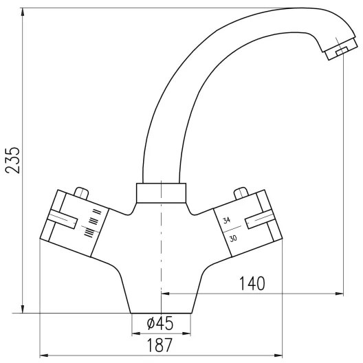 RAV Slezák TRM26.0 - Miscelatore termostatico per lavabo TERMO 23,5 cm cromo lucido