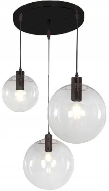 Lampada da soffitto pensile di vetro Lassi Black 20+25+30 cm