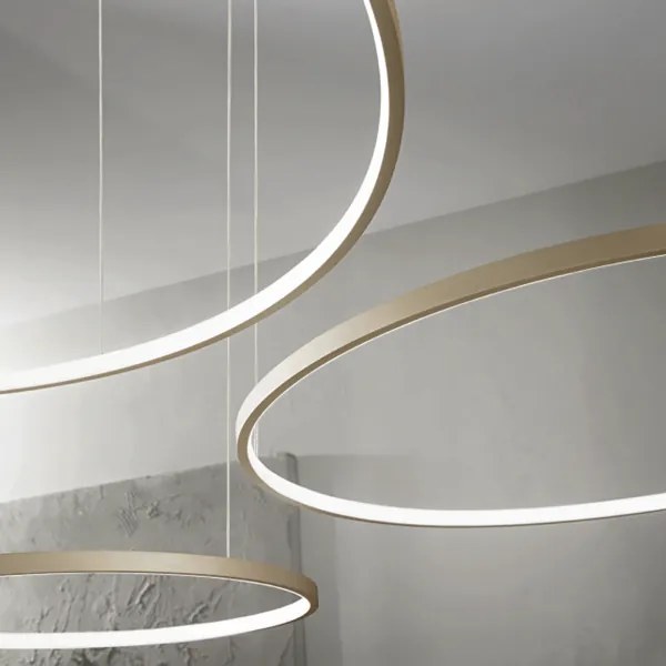 Lampada a sospensione a Led SOEL 3 Luci in metallo verniciato 200 cm ORO