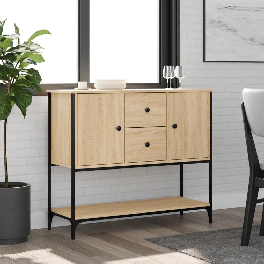 Credenza Rovere Sonoma 100x36x85 Cm İn Legno Multistrato /