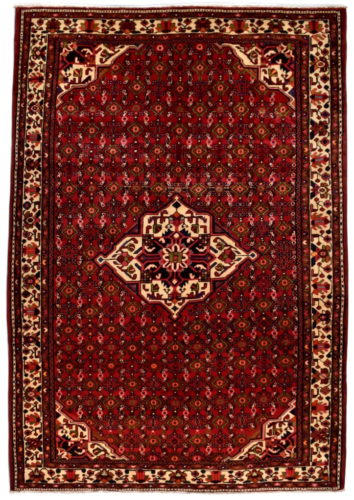 Hosseinabad Tappeto 300x210 Rosso (Iran) Annodato A Mano