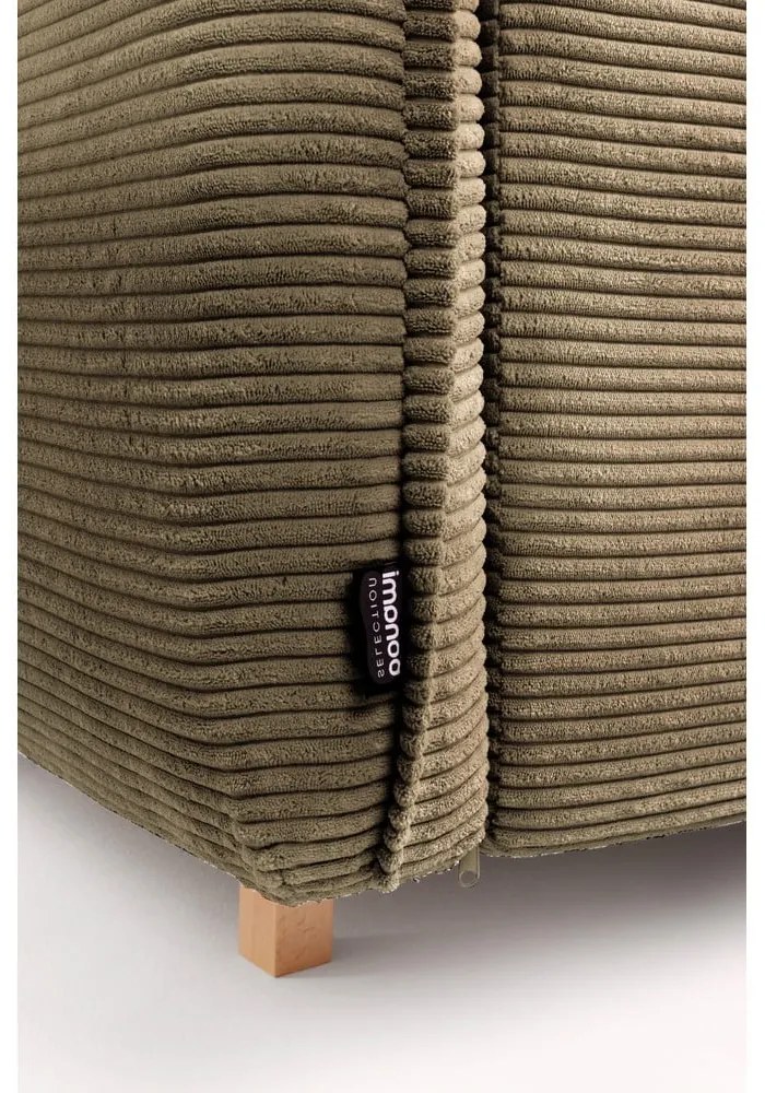 Divano angolare verde allungabile (con penisola a destra/a forma di "U") con rivestimento in velluto a coste Tori – Bonami Selection