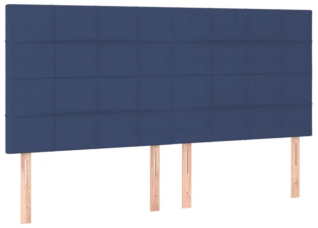 Testiera 4 pz blu 100x5x78/88 cm in tessuto