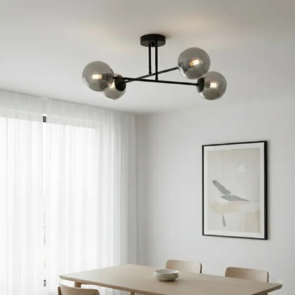 Brilagi - Plafoniera MALIVA 4xE14/15W/230V nero/fumé