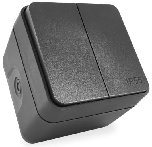 Interruttore domestico a 2 pulsanti con funzionamento alternato, n. 6+6, IP55, antracite