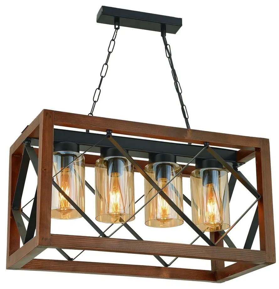 Lampada a sospensione in legno di carpino Zikzak Camlı 4lü - Opviq lights