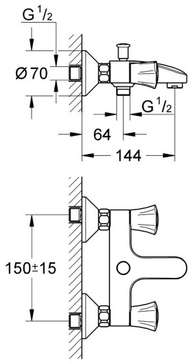 GROHE 25450001 - Miscelatore per vasca COSTA L DN 15, cromo lucido