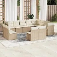 Set Divani da Giardino 12 pz con Cuscini Beige in Polyrattan 3218468