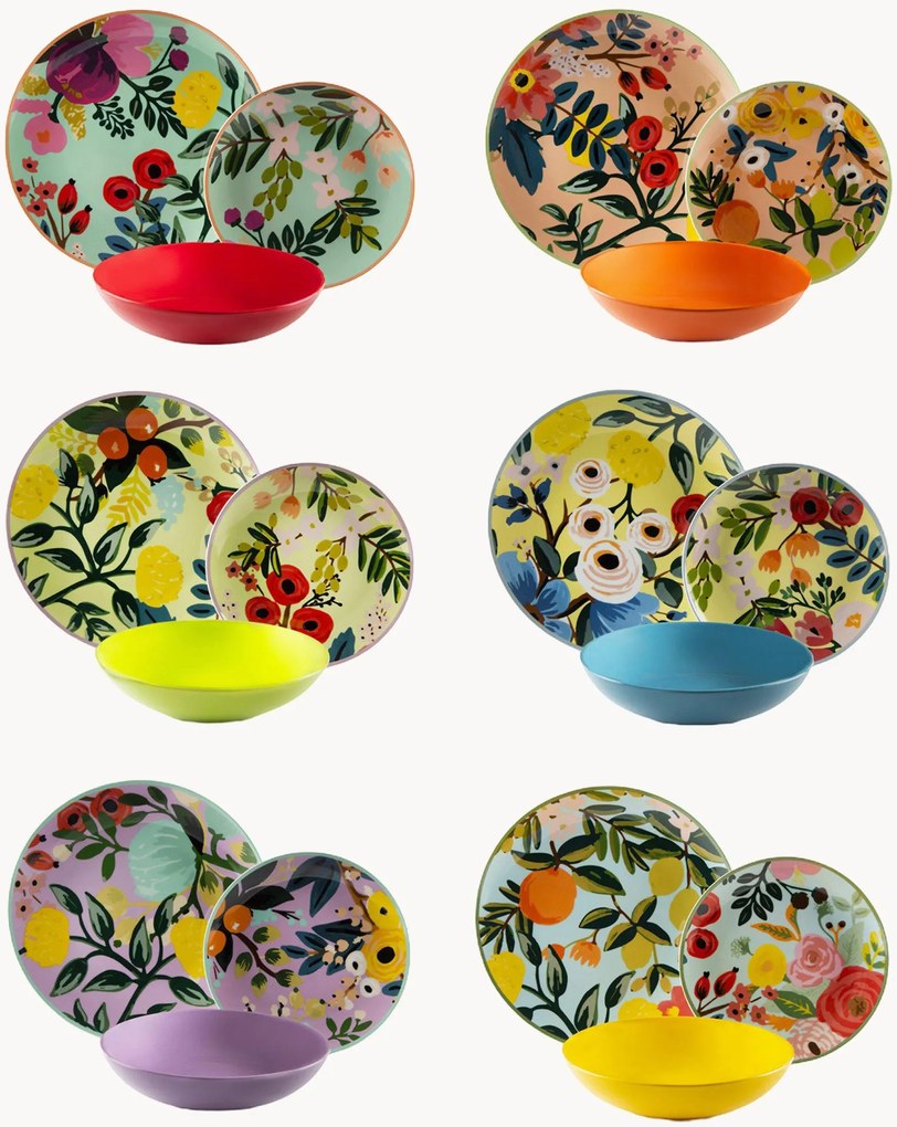 Servizio di piatti Fiori Frida, 6 persone, set da 18