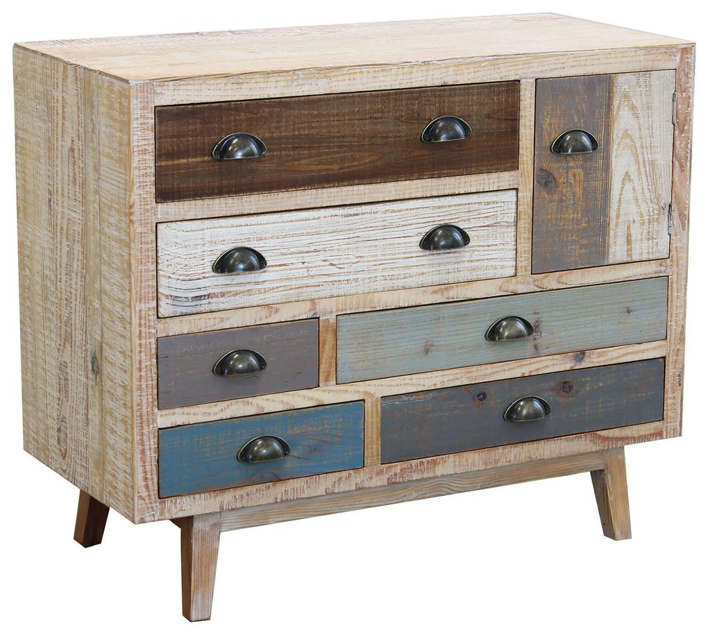 COLORWOOD - cassettiera sei cassetti in legno colorato da 90 cm