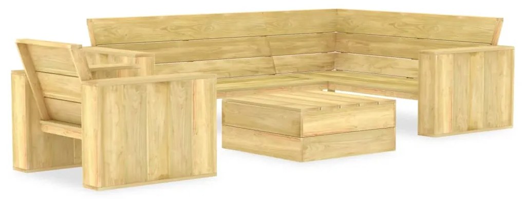 Set divani da giardino 3 pz in legno di pino impregnato