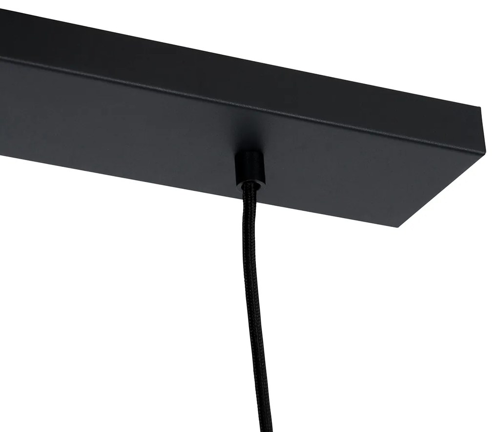 Lampada a sospensione retrò nera con vetro trasparente oblungo 3 luci - Eclipse