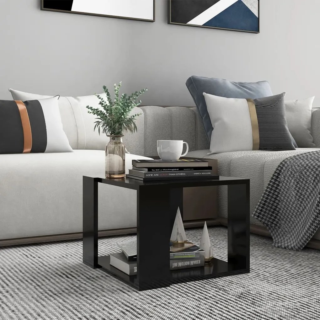 Tavolino Da Salotto Nero 40x40x30 Cm İn Legno Multistrato /
