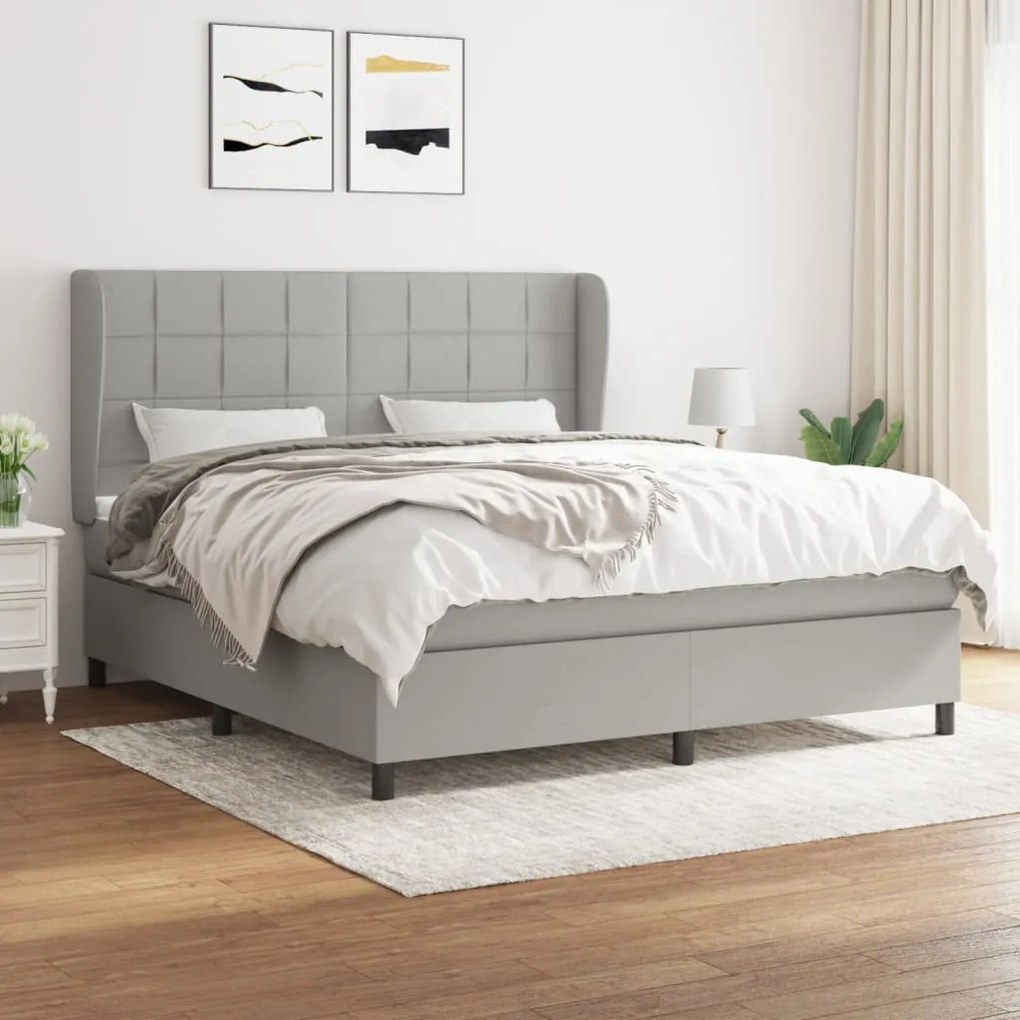 Giroletto a molle con materasso grigio chiaro180x200 cm tessuto