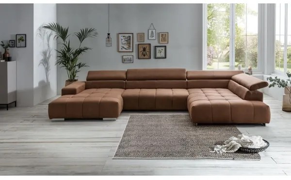Divano angolare a U TROPEA, lato destro, marrone