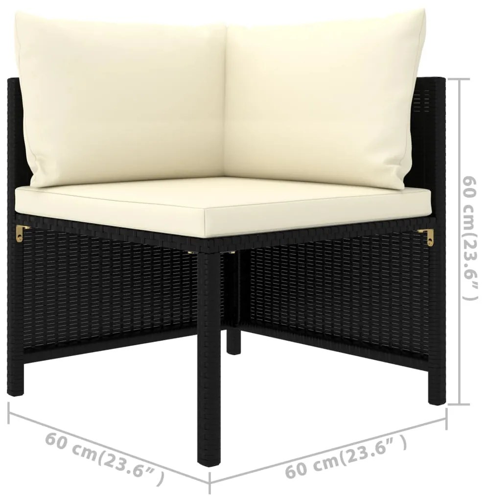 Set Divani da Giardino 7 pz con Cuscini in Polyrattan Nero