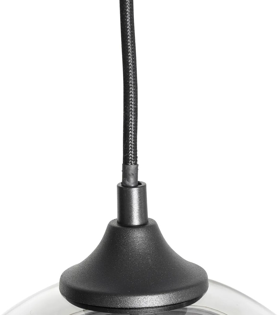 Lampada a sospensione intelligente nera con vetro fumé incl. 8 Wifi G95 - Sandra