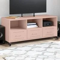 Mobile TV Rosa 100,5x39x43,5 cm in Acciaio Laminato a Freddo 846693