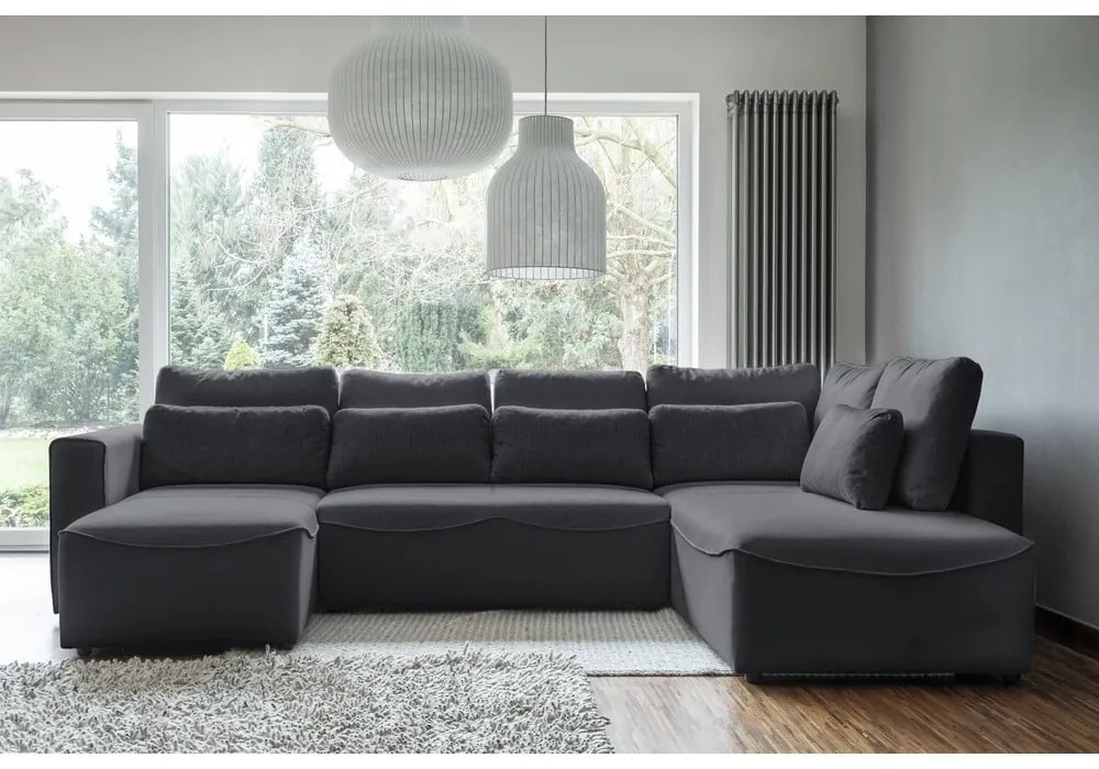 Divano letto angolare grigio scuro (a U) Homely Tommy - Miuform
