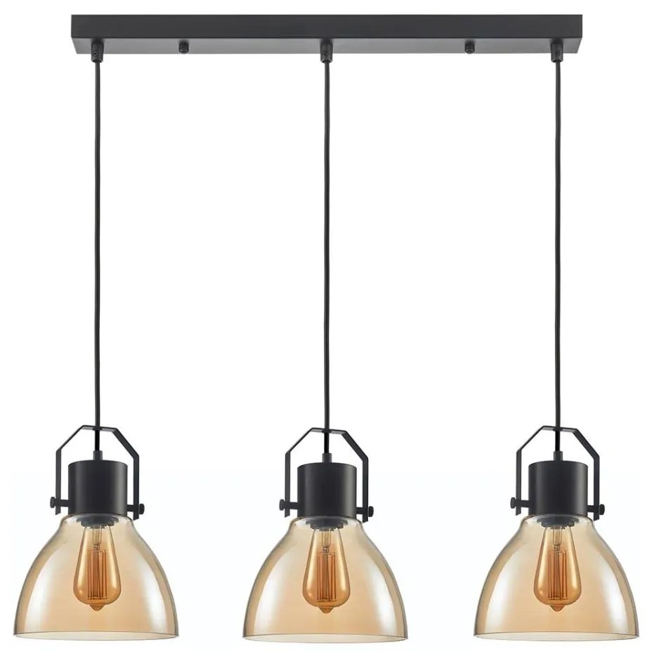ITALUX PND-22371-3-BK+AMB - Lampadario a sospensione con filo DARLENA 3xE27/40W/230V nero/marrone