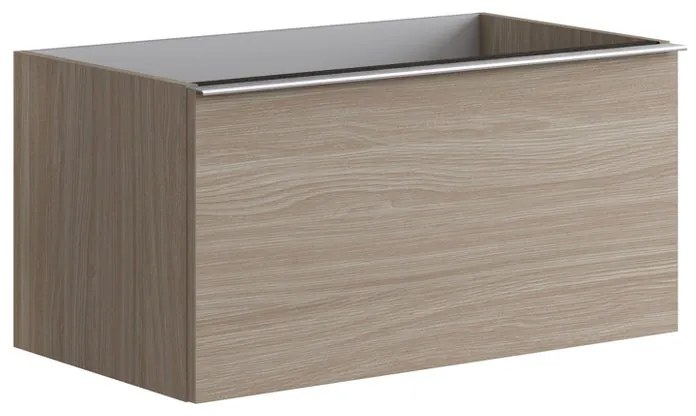 Mobile da bagno sotto lavabo Pixel plain frontale olmo rousseau e maniglia alluminio brillante L 80 x H 40 x P 45.5 cm 2 cassetti, lavabo non incluso