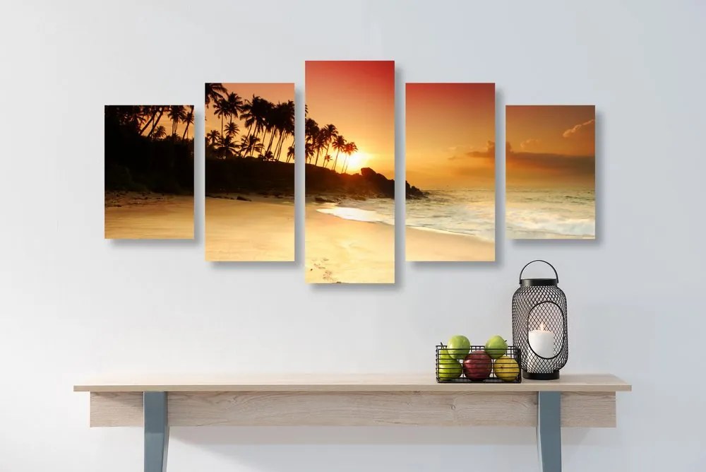 Quadri 5 pezzi – Tramonto in Sri Lanka
