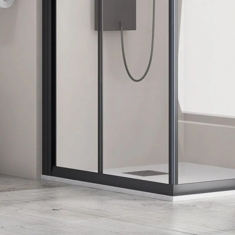 Kamalu - cabina doccia 140x80 cm telaio nero vetro trasparente modello kf1000b