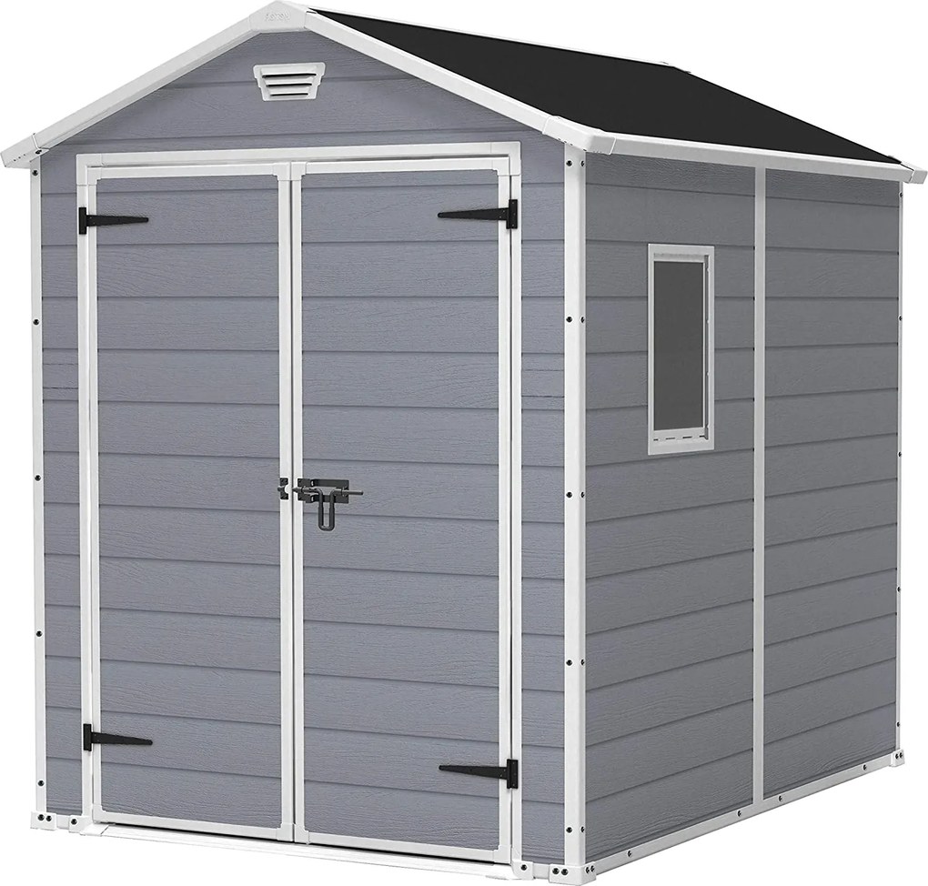 Casetta da Giardino Porta Attrezzi 185,8x236,8x227 cmin Resina Effetto Legno Keter Manor 6x8 Grigia...
