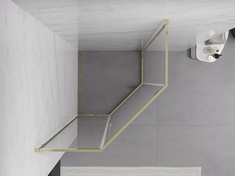 Mexen Exo-R cabina doccia pentagonale a battente 90 x 90 cm, trasparente, oro - 812-090-090-50-00